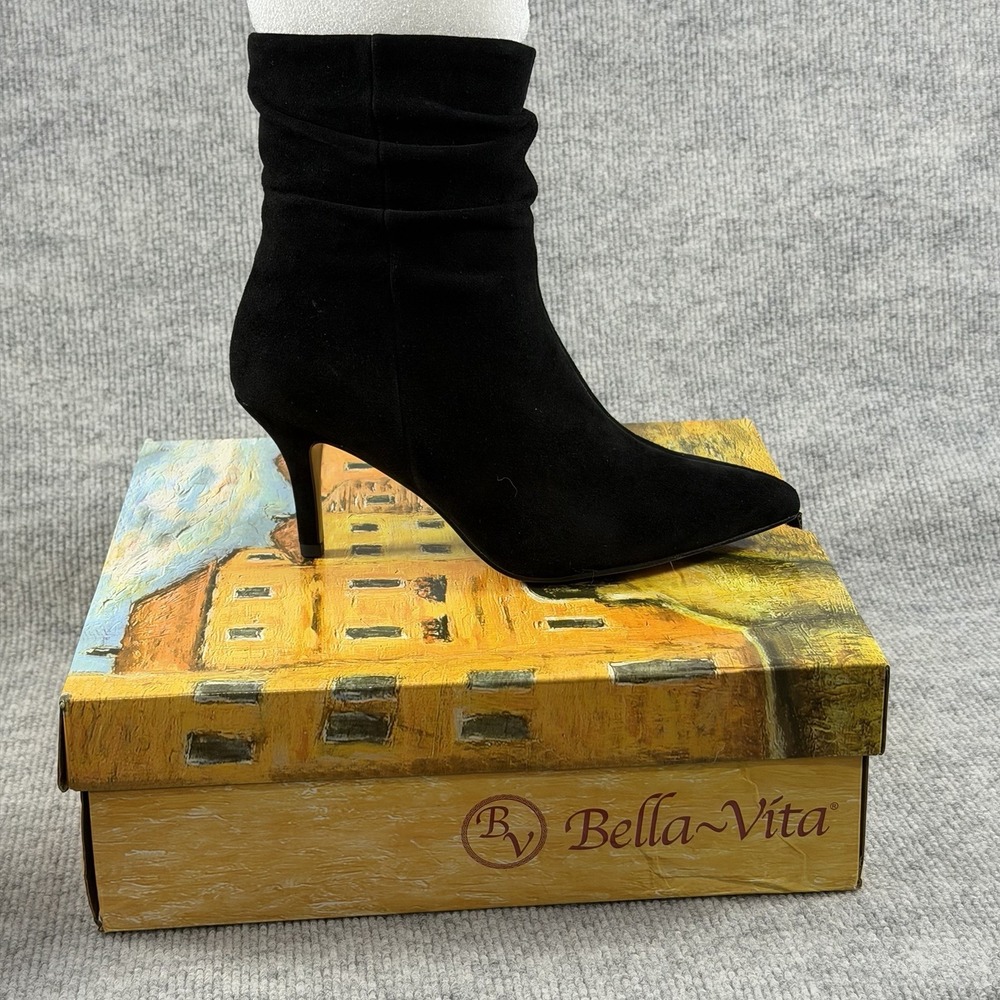 Bella‎ Vita Woman Size-8N ~ Danielle Leather Suede Black Slouch Ankle Booties